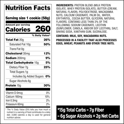 Quest White Chocolate Macadamia Nut Protein Cookie 2.04 oz, 12-Count Soft-Baked High-Protein Food Snacks