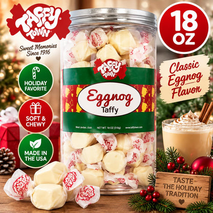 Taffy Town Christmas Holiday Favorites Salt Water Taffy Jar 18 oz Assorted Holiday Candy