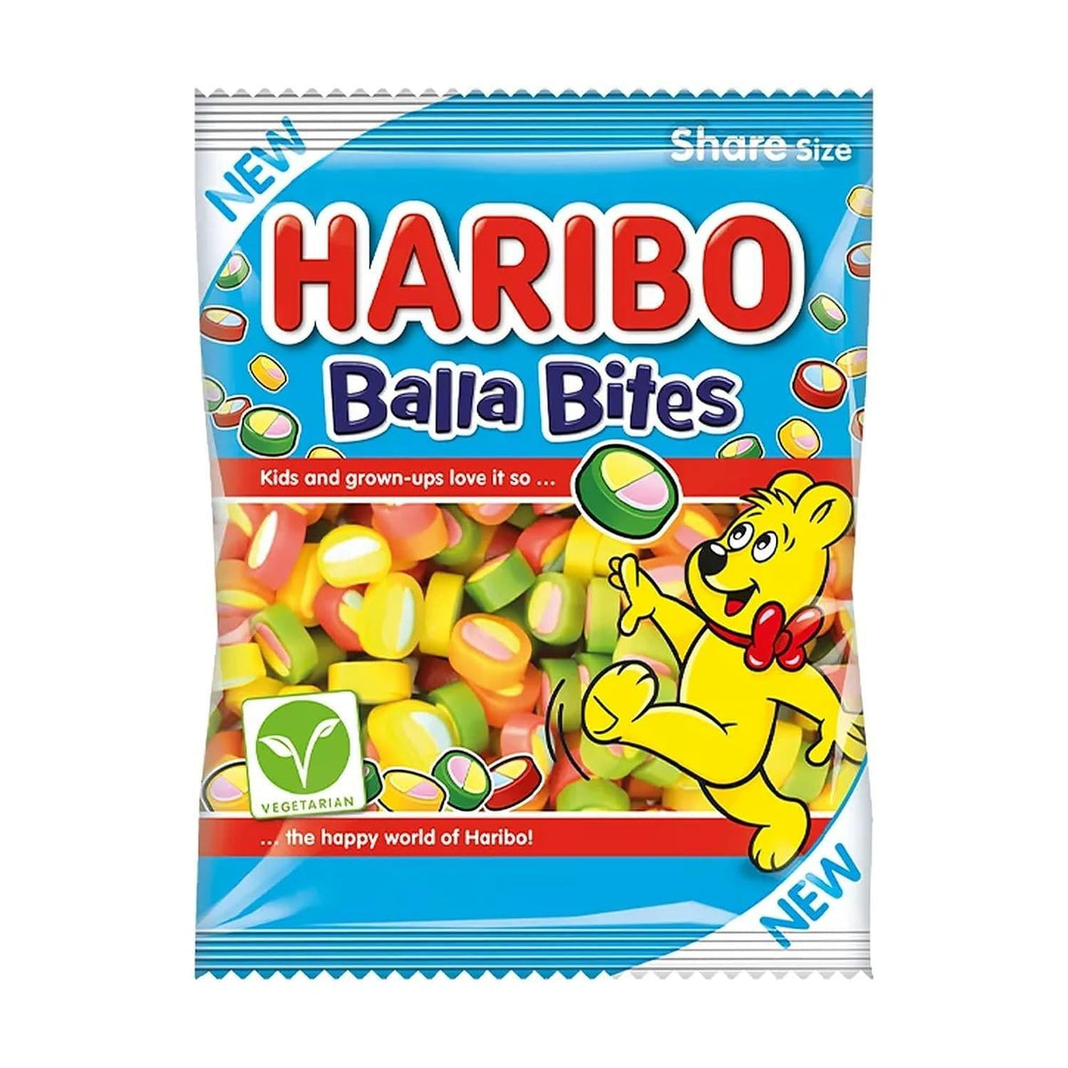 Haribo Balla Bites Gummy Candies, 4.5 oz Peg Bags (12 Pieces), Fruity Sweet Chewy Snack for Parties
