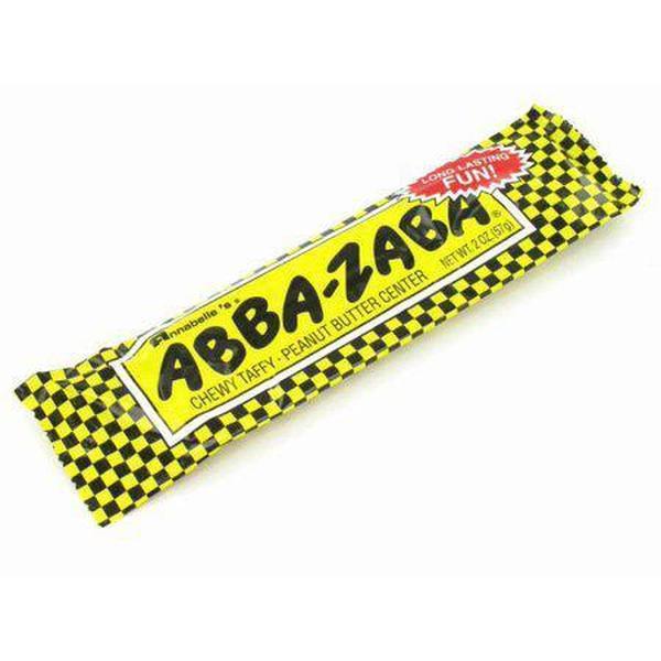 Abba-Zaba Peanut Butter Chewy Taffy Candies, 24-Count 0.48oz Individually Wrapped Soft Sweet Classic Retro Snack Bars