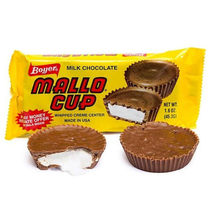 Boyer Mallo Cup Chocolate Marshmallow Cup Candy, 1.5oz, 24-Count Boxed Chocolate Whipped Cream Snacks