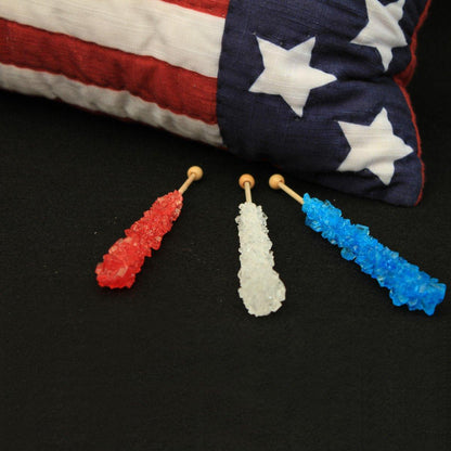 Espeez USA Red White Blue Mega Rock Candy 12 Inch 12 Count Display Patriotic Candy Sticks