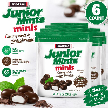Tootsie Rolls & Junior Mints Mini Chocolate Candies, 8 oz Default Size, 6-Count Party Sweet Snack Mix