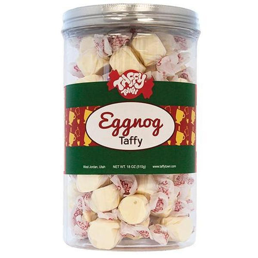 Taffy Town Christmas Peppermint Stick Salt Water Taffy Jar Pack - 18oz Sweet Candy Snacks, Contains Chocolate