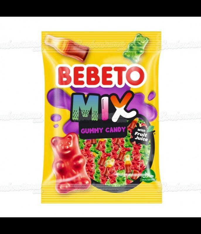 Bebeto Imported Gummy Mix - Bears & Cola Flavors, Peg Bag Snack Candies, 2.82oz, 12 Pieces Sweet Treat