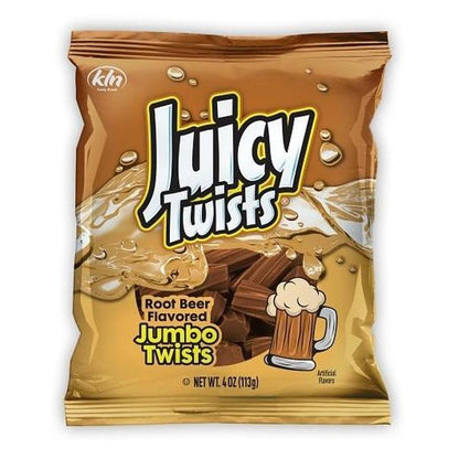 Kennys Soft Chewy Twist Sugar Candy Snacks, Jumbo Root Beer Flavor, 4 oz Peg Bags, 12 Packs Sweet Bites