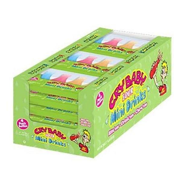 Cry Baby Sour Mini Drink Candy Boxed Set - 4 Small Packs, 18 Count Total, Sweet & Sour Party Treats, Novelty Snacks