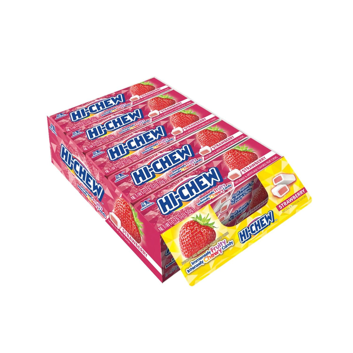 Hi-Chew Strawberry Chewing Candy, 1.76oz Tray Pack (15 Packs) - Soft Japanese Favorite for Snacking, Sharing