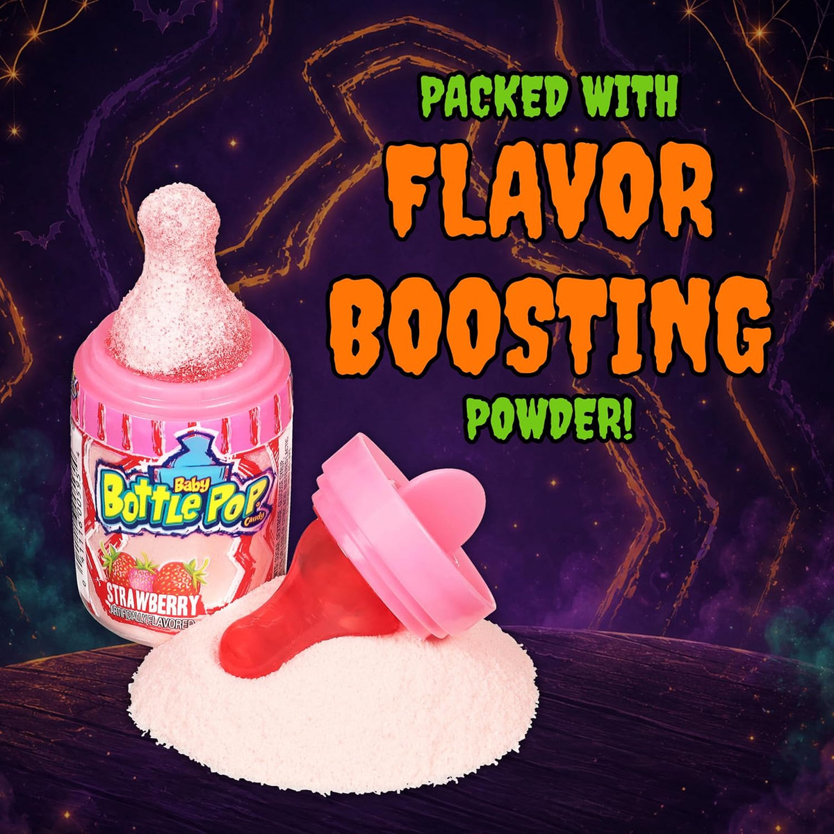 Bazooka UK Import Big Baby Pop Bottle Lollipop Powder, Mega Sour Novelty Candy, 32g, 12 pcs