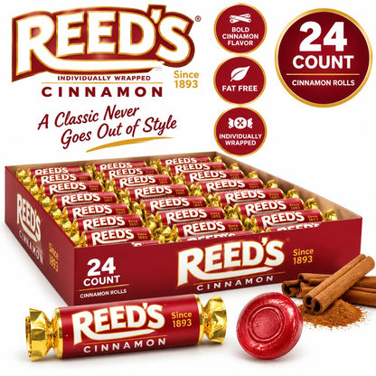Reeds Cinnamon-Flavored Hard Candy, 24-Count Tray Pack