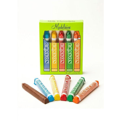 Madelaine Milk Chocolate Solid Crayons, 5-Count Box (6-Pack) - Chocolate Base Dessert Snack Boxes, Candies, Room Temp Party Favors