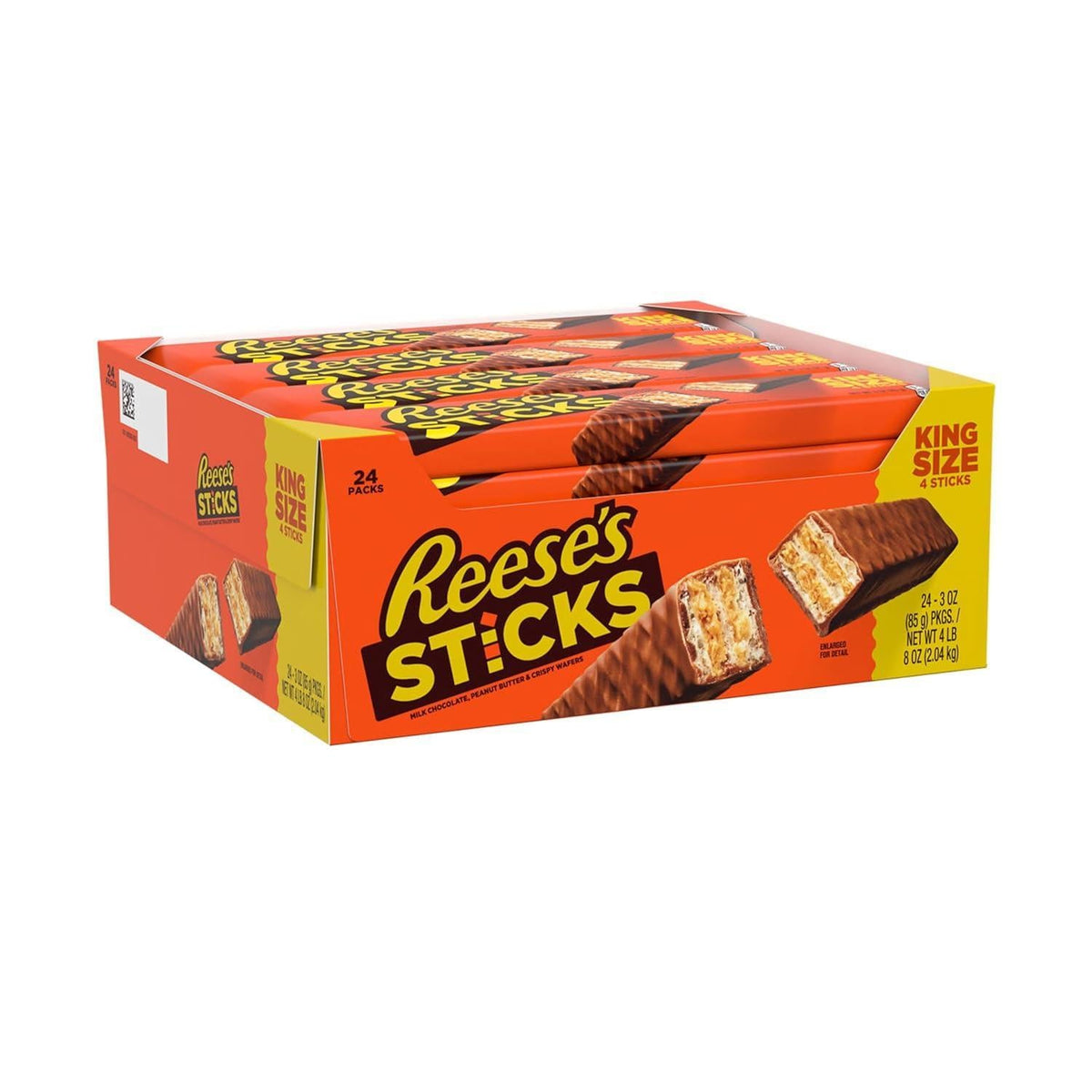 REESES Sticks Chocolate Peanut Butter Wafer Bars, King Size, 24-Count Chocolate Flavored Wafer Snacks