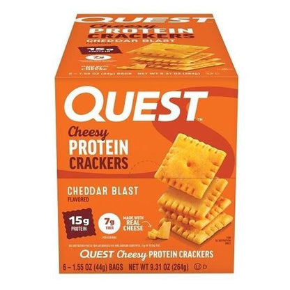 Quest Protein Cheesy Crackers, Cheddar Blast - 1.59 oz, 6 Count, High-Protein Real Cheese Snack Crackers