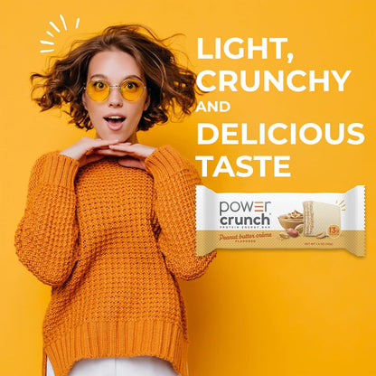Power Crunch Protein Wafer Bars, Lemon Meringue Flavor, 1.4oz Individual Packs, 12 Count High-Protein Snack Bars