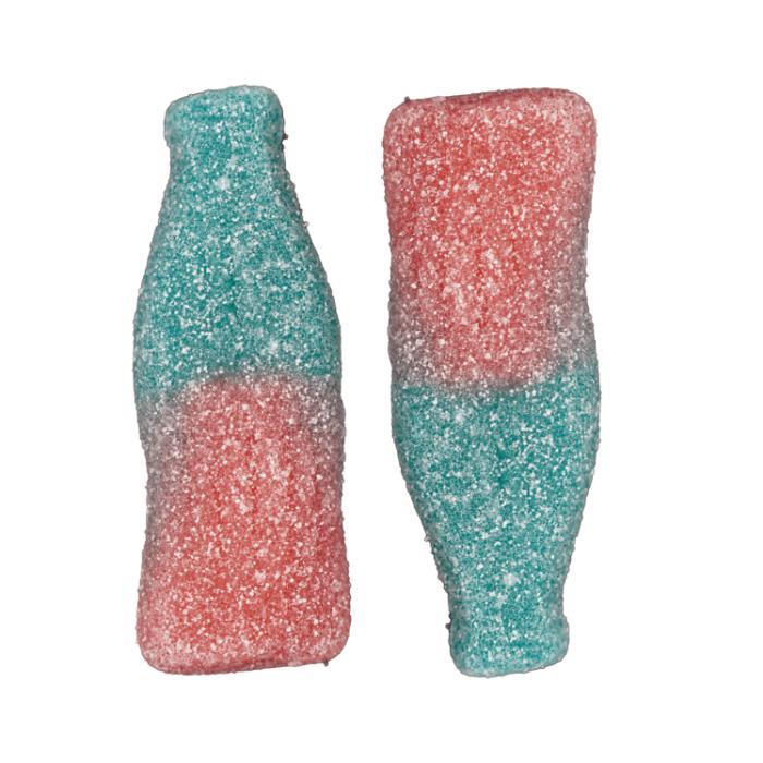 Matthijs Swedish Mega Fizzy Flaska Gummy Candy, 4.4 lbs Sweet & Sour Pink & Blue Bottle Gummies, Bulk Snacks for Parties, Sugar-Filled Treats