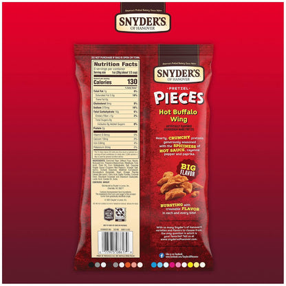 Snyder's of Hanover Hot Buffalo Wing Pretzel Pieces, 5 oz (8 Count) - Crispy, Crunchy, Savory Flavor Spicy Snack Pretzels