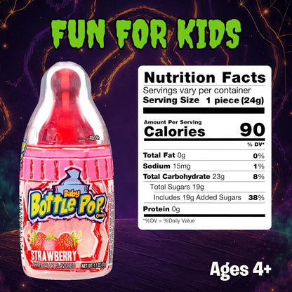 Bazooka UK Import Big Baby Pop Bottle Lollipop Powder, Mega Sour Novelty Candy, 32g, 12 pcs