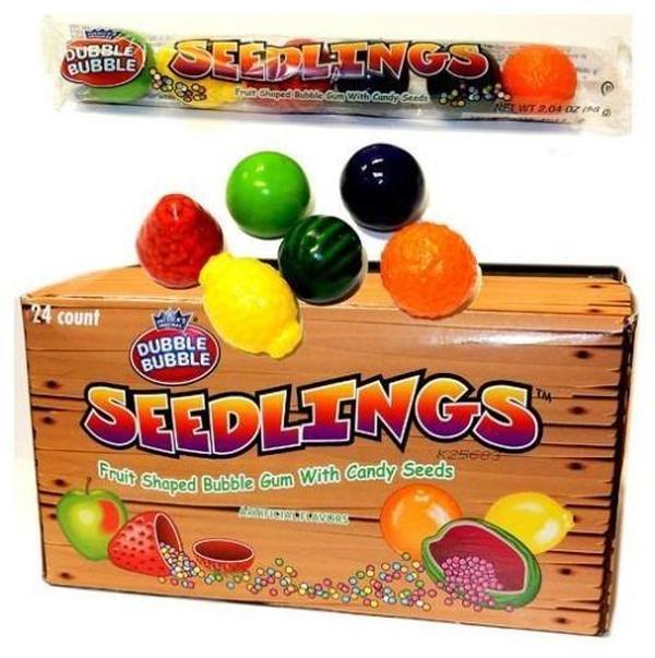 Dubble Bubble Seedlings Soft Chews Chewing & Bubble Gum, 2.04 oz Tube Pack (6 Count per Tube), 24 Pcs Display Novelty Candy
