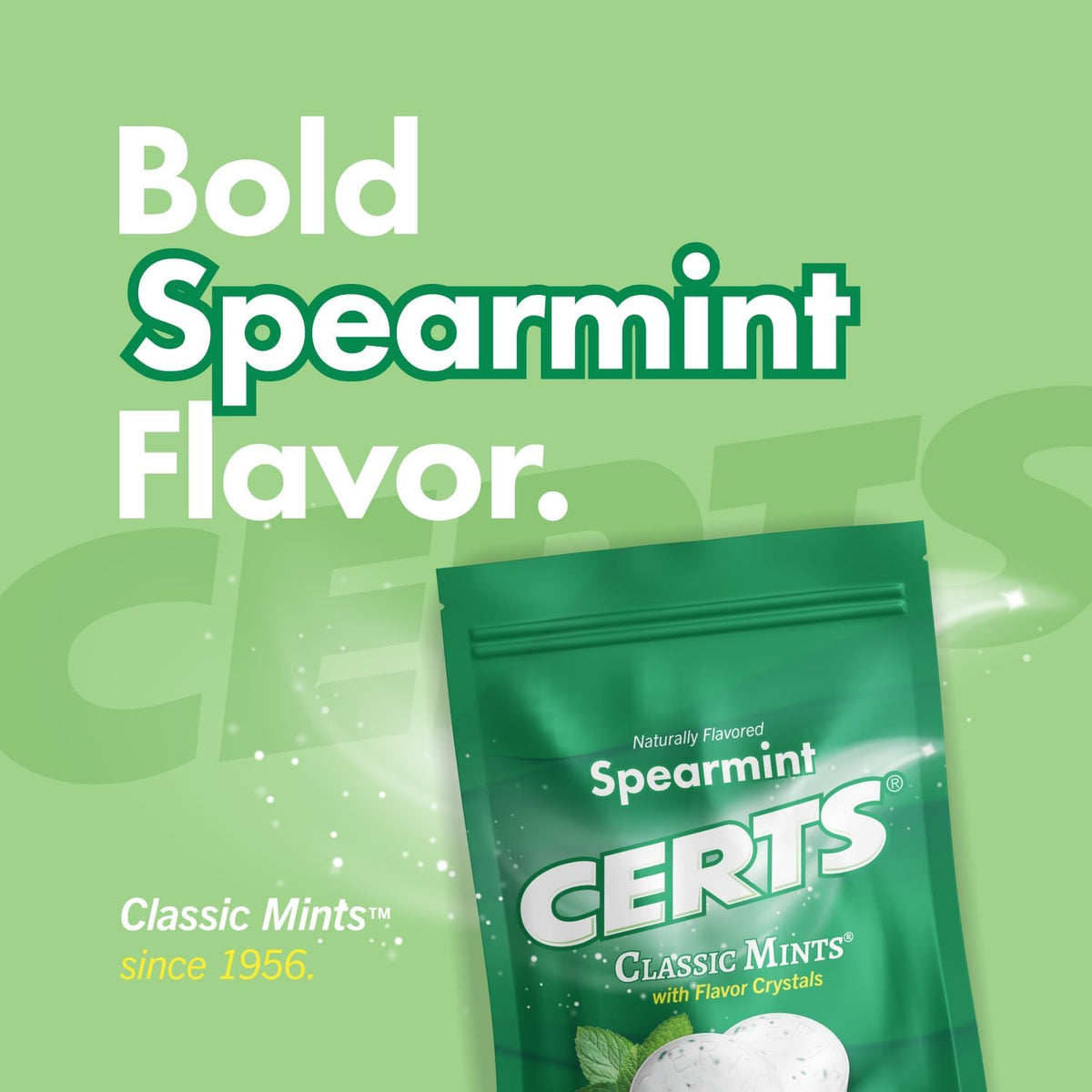 Certs Spearmint Sugar-Free Mints, 20pcs/bag, 12-Count Tray, Classic Candy Snacks