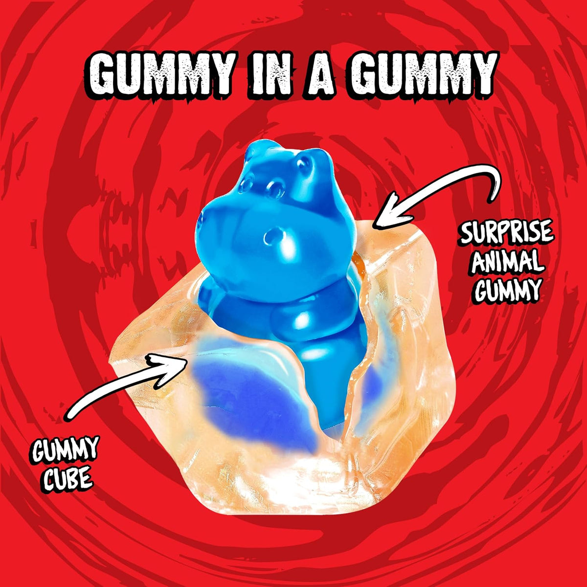 Amos Juicy Drop Mystery Gummy Cubes Original 5 oz 12 Count Sour Gummy Candy