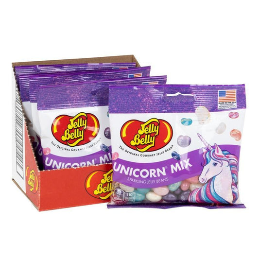 Jelly Belly Unicorn Mix Peg Bags - 3.5oz, 12 Bags, Colorful Sweet Snack Jelly Beans