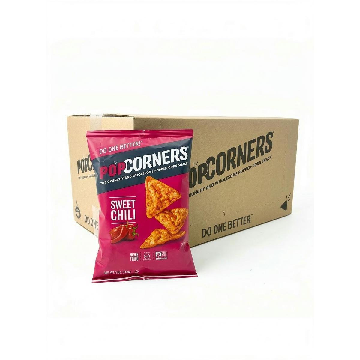 PopCorners Sweet Chili Popped Corn Snacks, 5 oz, 12-Count Crunchy Snack Bags