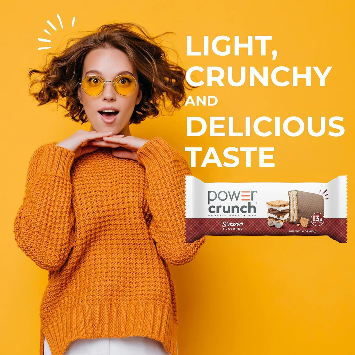 Power Crunch Protein Wafer Bars, Classic S’mores Flavor, 1.4oz, 12-Bar Box Pack, Crispy Chocolate-Infused Snack Wafers