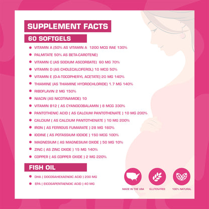 Spark Nutrition Pregnaforte Formula Wellness Supplement - 60-Day Supply Capsules
