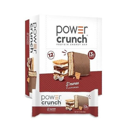 Power Crunch Protein Wafer Bars, Classic S’mores Flavor, 1.4oz, 12-Bar Box Pack, Crispy Chocolate-Infused Snack Wafers