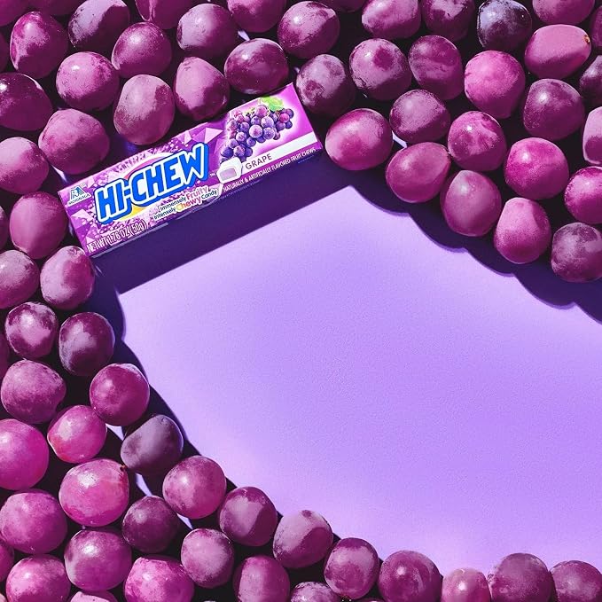 Hi-Chew Grape Flavor Fruit Candy, 1.76oz 15-Count Tray Pack - Soft & Chewy, Sugar-Made, Japanese Favorite for Snacking, Single Serving Fruit & Chewy Treats