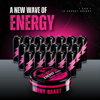 Denssi Energy Caffeine Pouches Berry Beast Flavor 15 Count Tin 8 Pack Sweet Candy Snack