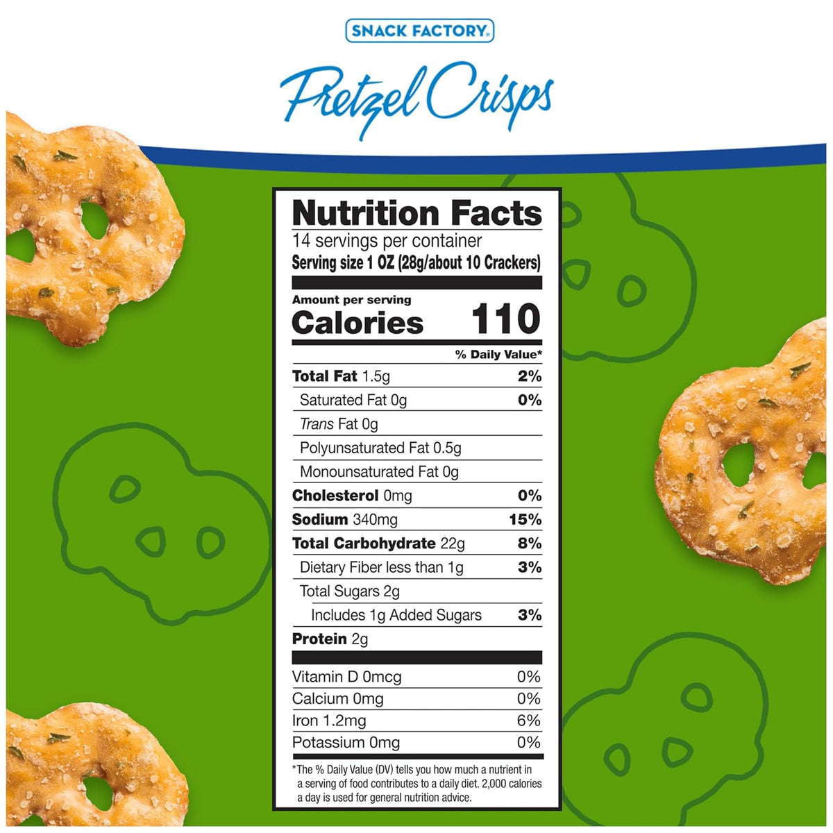 Snack Factory Pretzel Crisps Garlic Parmesan 7.2 oz 12 Count Crunchy Pretzel Snack