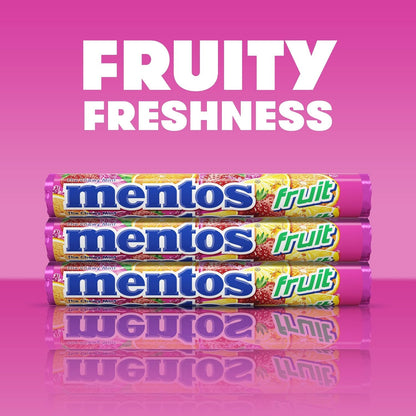 Mentos Fruit Rolls Candy 1.32 oz 15 Count Tray Fruity Chewy Candy Rolls