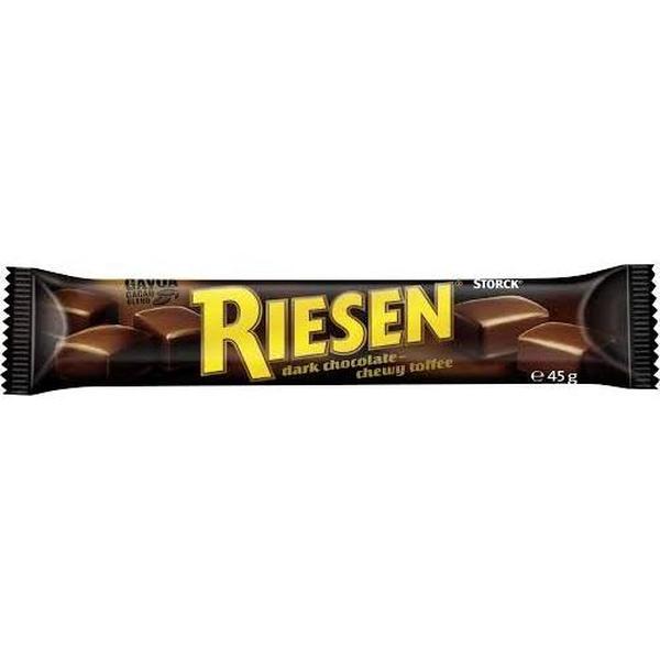 Storck Germany Riesen Dark Chocolate Toffee Bar - Sweet Flavor Snack with Toffee Pieces, 45g, 24ct Candies