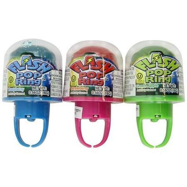 Kidsmania Flash Pop Ring Wearable Lollipop Candy, 0.56 oz, 24-Count Toy Tray - Sweet Flavor Snacks for Birthday Snack Ideas