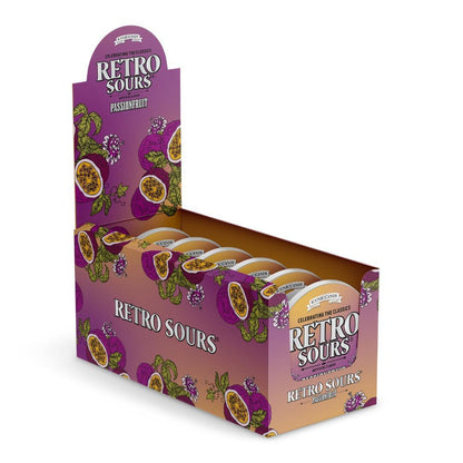 Retro Sours Passionfruit Hard Candy, 2.12oz 8-Count Tray, Tropical Fruit Snack