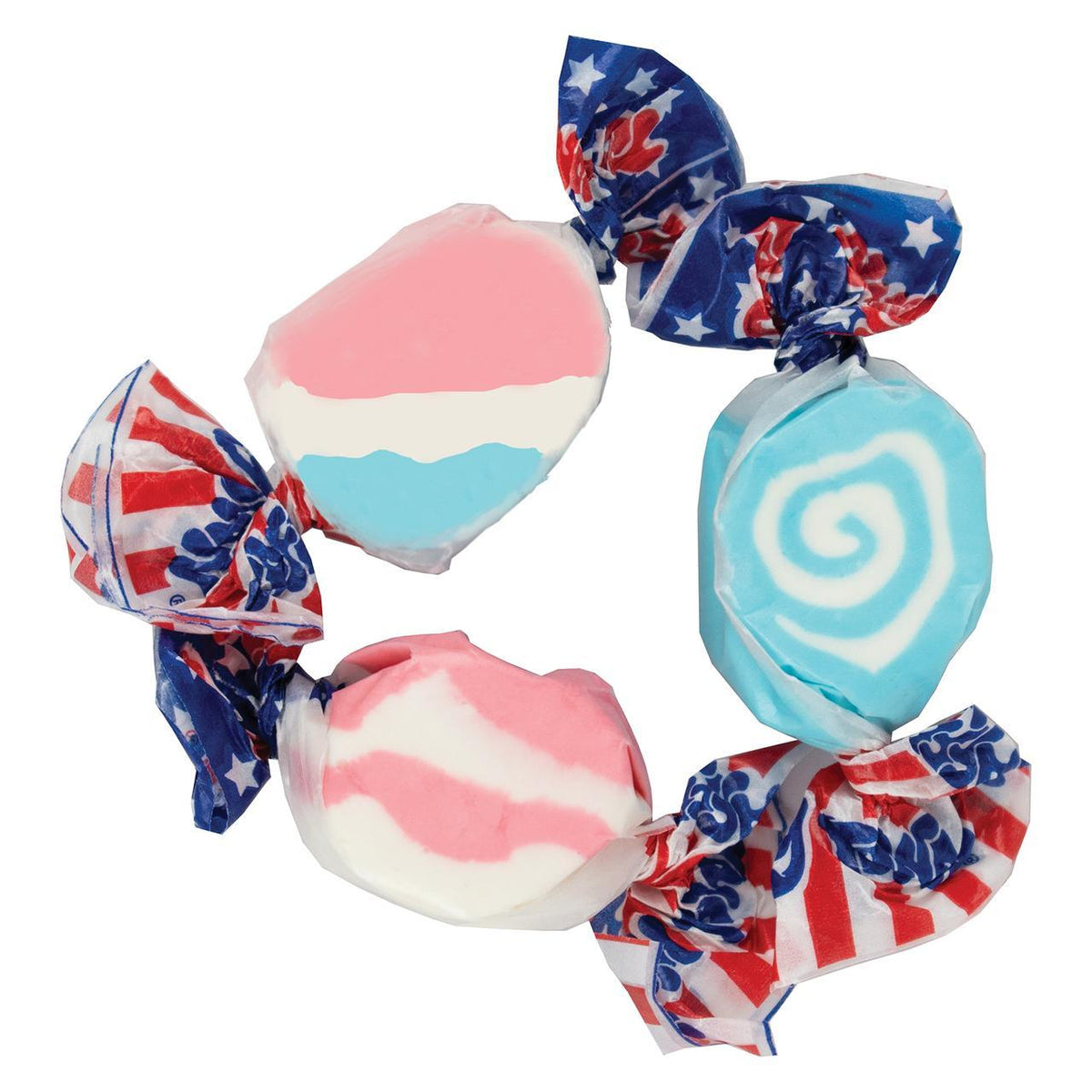 Taffy Town Salt Water Taffy - Stars & Stripes, 4th July Themed, 5 lbs Pack, Made with Sugar