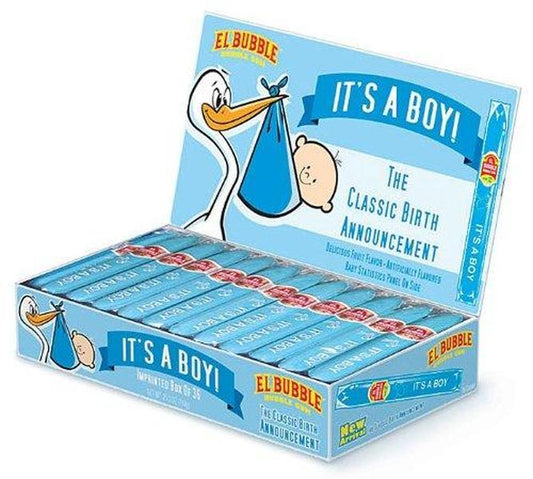 Classic Sugar-Based "It's a Boy" Birth Announcement Bubble Gum Cigar Boxed Set - 36-Piece Snack Candies with Sweet Flavor, Ideal for Birthday Ideas