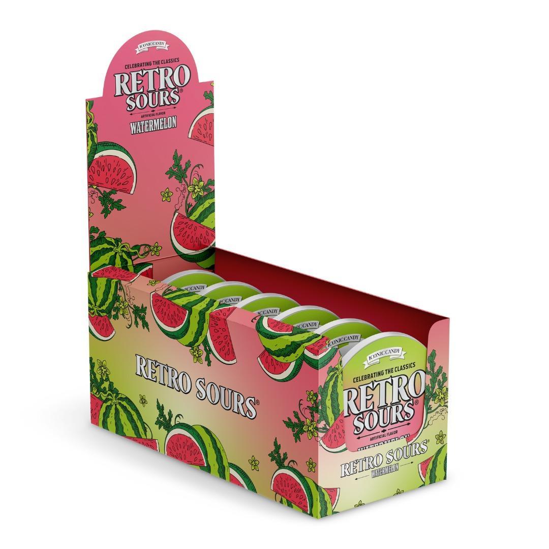 Retro Sours Watermelon Hard Candy, 2.12oz Tray Pack (8 Count)