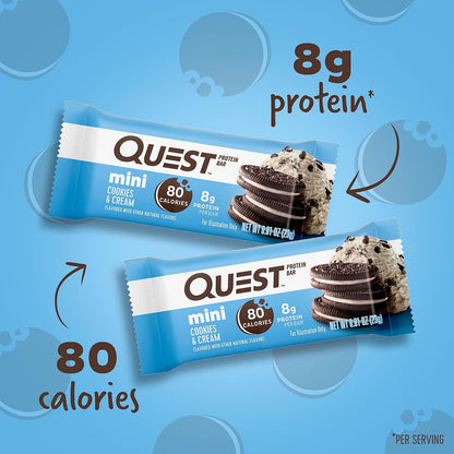 Quest Protein Bar, Cookies & Cream Flavor, 12-Count Box Pack – High-Protein Snack Bars That Contains Biscuits