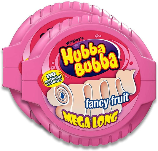 Hubba Bubba UK Bubble Tape, Mega Long Fancy Fruit Flavored Bubble Gum, 12 Pieces Pack