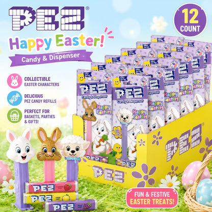 PEZ Easter Assorted Candy Dispensers, 12-Count Collectible Set with PEZ Candy Refills, Easter Basket Favors, Holiday Gift