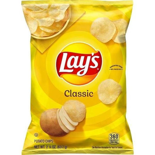 Lay's Classic Original Potato Chips Snack, 2.25 oz, 24 ct, XVL