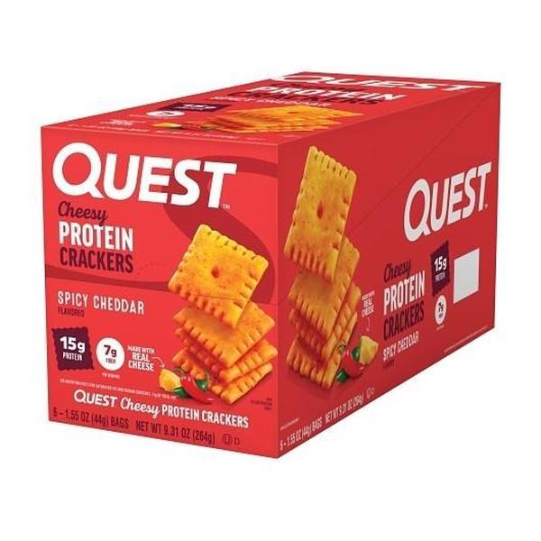 Quest Protein Cheesy Crackers - Spicy Cheddar Flavor, 1.59 oz, 6 Count, Crunchy Savory High Protein Real Cheese Leisure Food and Snacks
