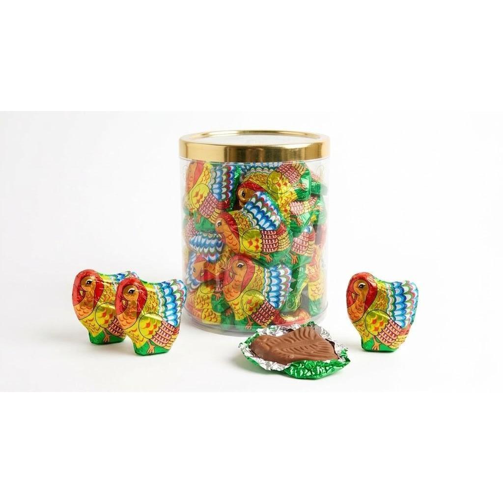 Madelaine Milk Solid Chocolate Mini Turkeys, 40-Count Mini Turkey Tubs, Thanksgiving Chocolate Candy Snacks