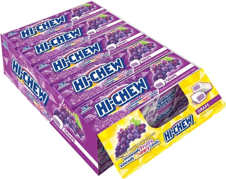 Hi-Chew Grape Flavor Fruit Candy, 1.76oz 15-Count Tray Pack - Soft & Chewy, Sugar-Made, Japanese Favorite for Snacking, Single Serving Fruit & Chewy Treats